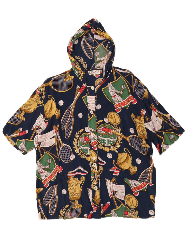 Renate Camicetta da donna oversize con motivo astratto da donna UK 16 grande blu navy