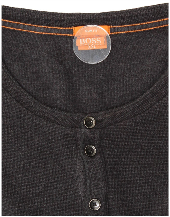 Top HUGO BOSS da uomo slim fit a maniche lunghe 2XL Grigio