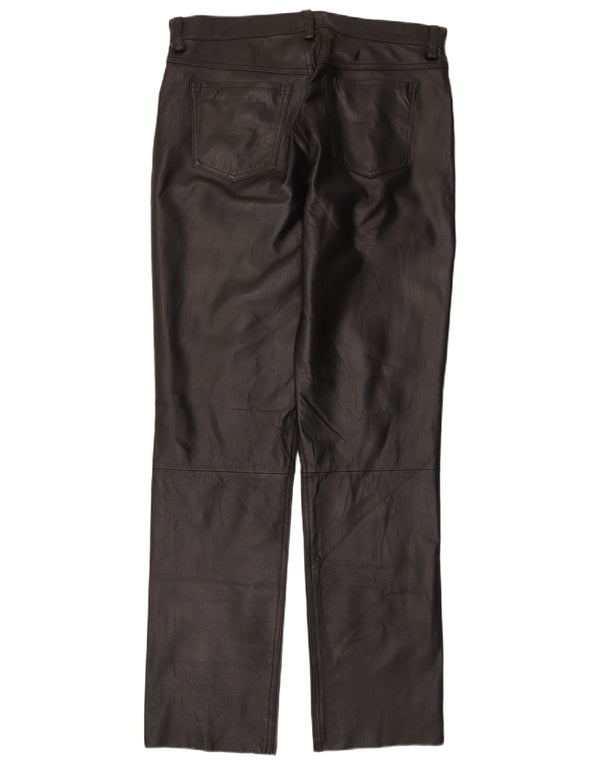 Pantaloni dritti in pelle da uomo Rover & Lake UK 36 piccoli W30 L36 neri