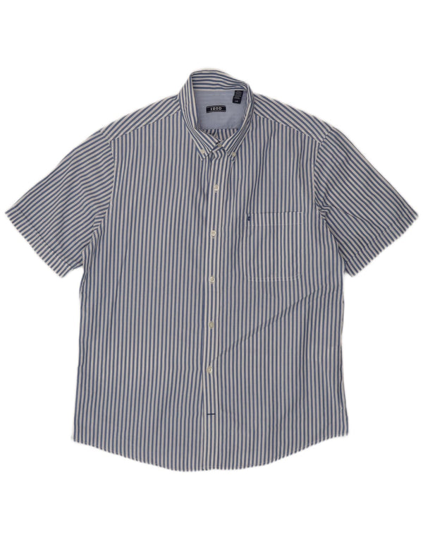 Camicia a maniche corte da uomo IZOD grande in cotone gessato blu