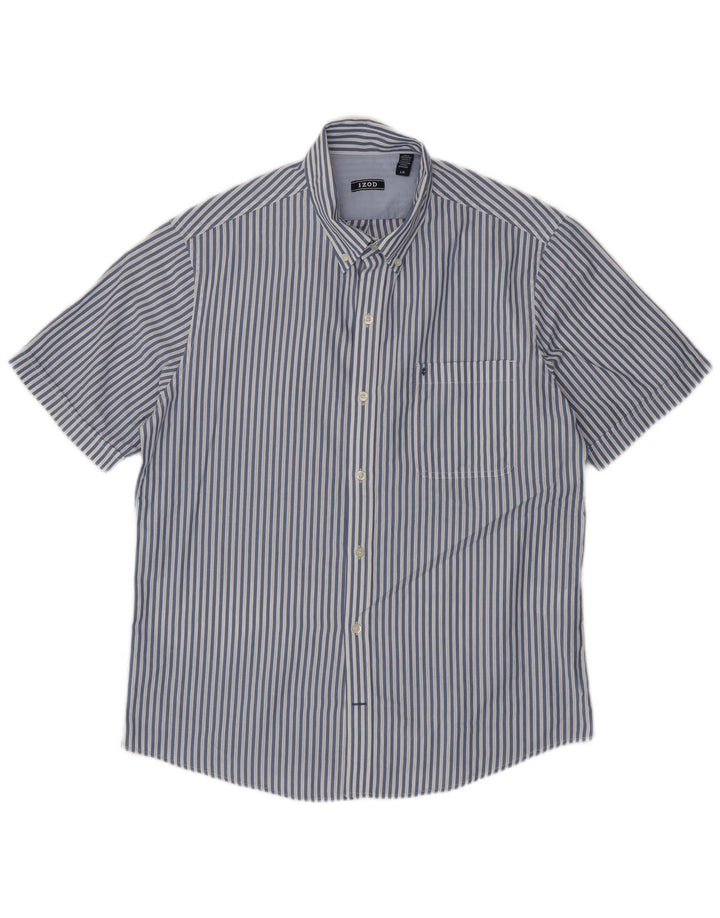 Camicia a maniche corte da uomo IZOD grande in cotone gessato blu