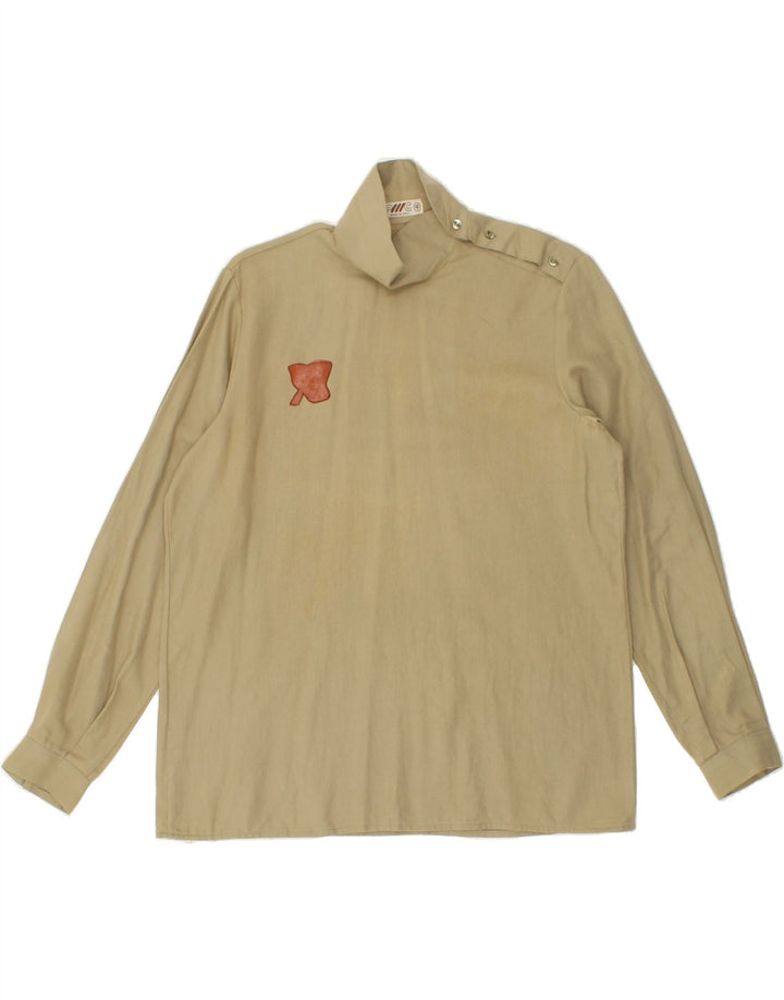 VINTAGE Womens Long Sleeve Blouse Top IT 44 Medium Beige Cotton Vintage Vintage and Second-Hand Vintage from Messina Hembry 