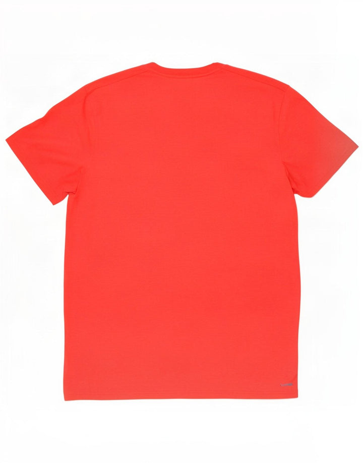 Adidas Uomo Slim Fit T-shirt Top Large Rosso Poliestere