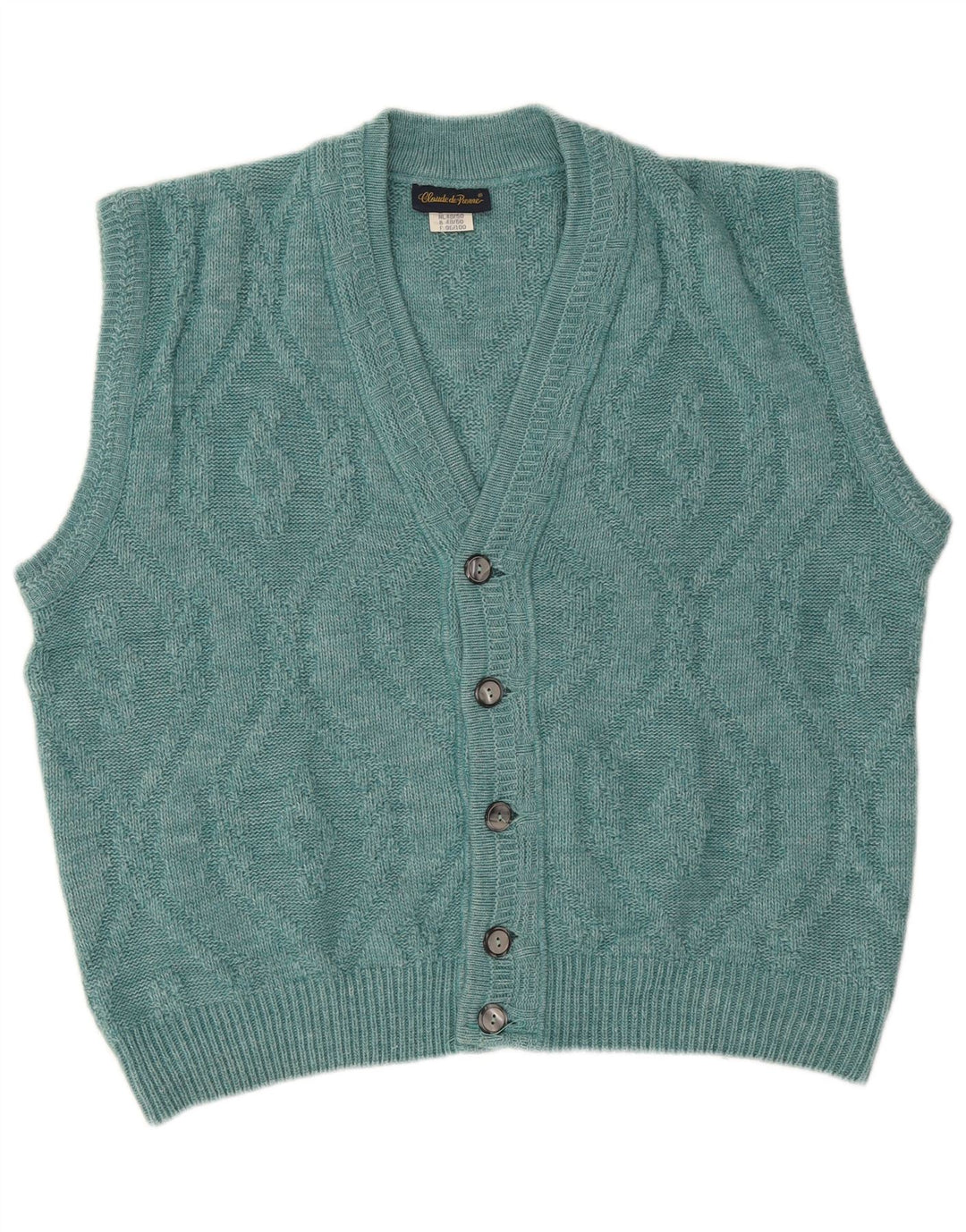Maglione cardigan senza maniche da uomo Claude De Pierre IT 48/50 Blu medio