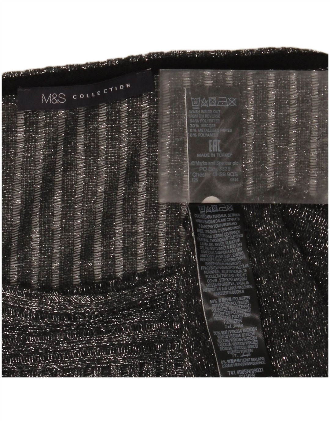 MARKS & SPENCER Camicetta da donna Top UK 20 2XL Poliestere chiazzato grigio