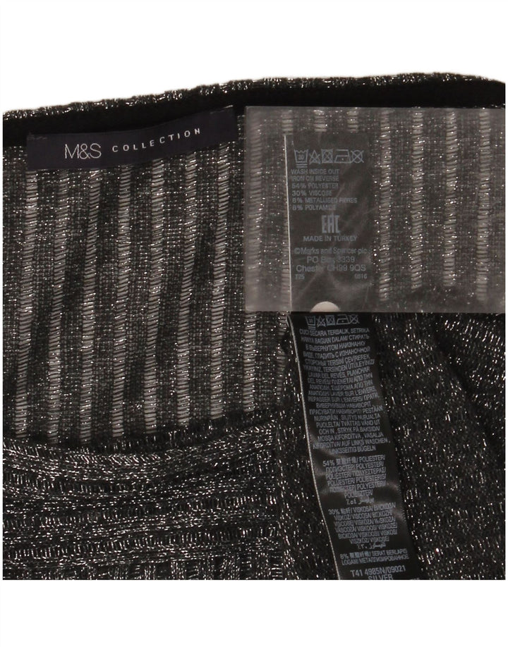 MARKS & SPENCER Camicetta da donna Top UK 20 2XL Poliestere chiazzato grigio