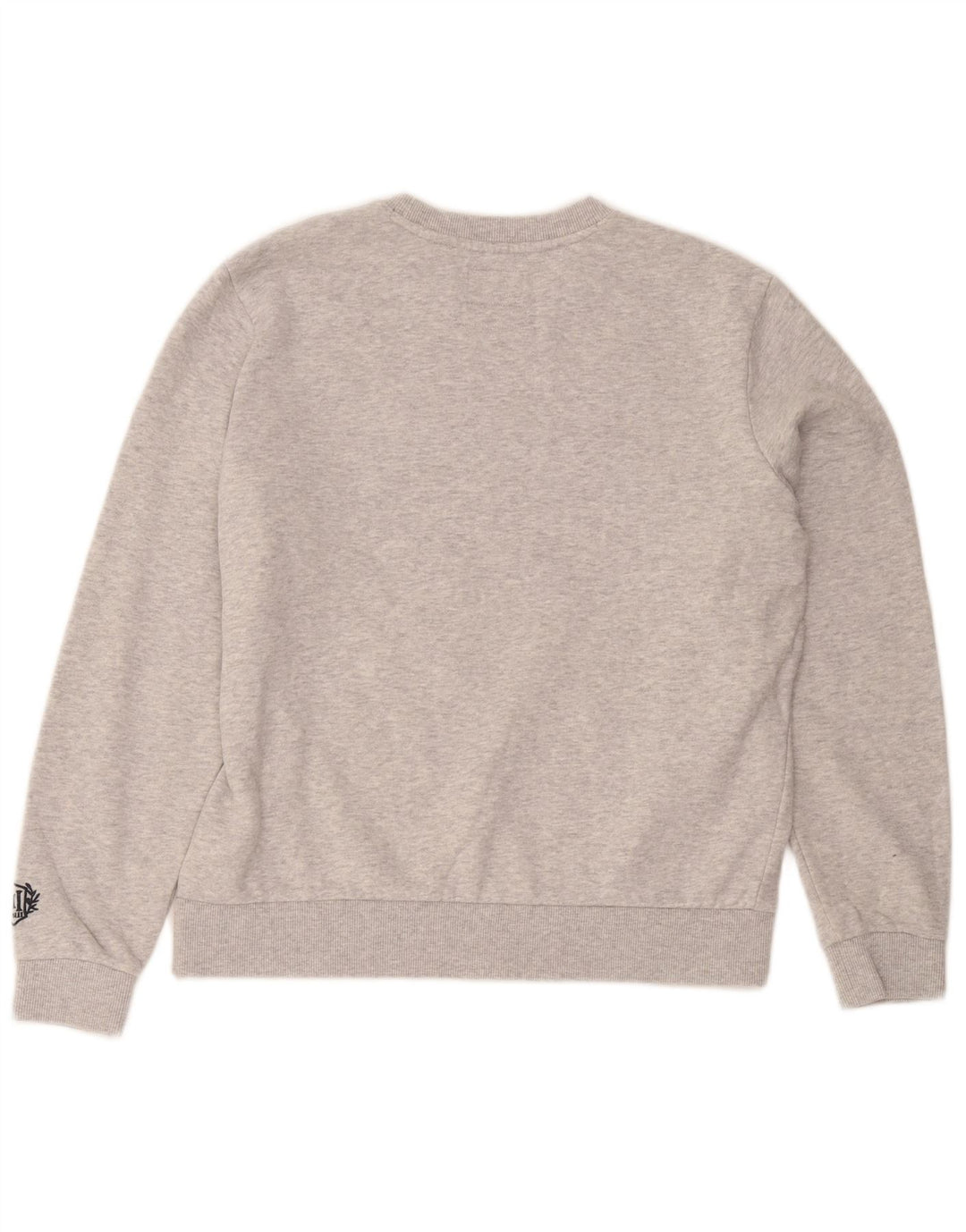 Felpa oversize con grafica da donna Superdry, maglione UK 10 Small, cotone grigio