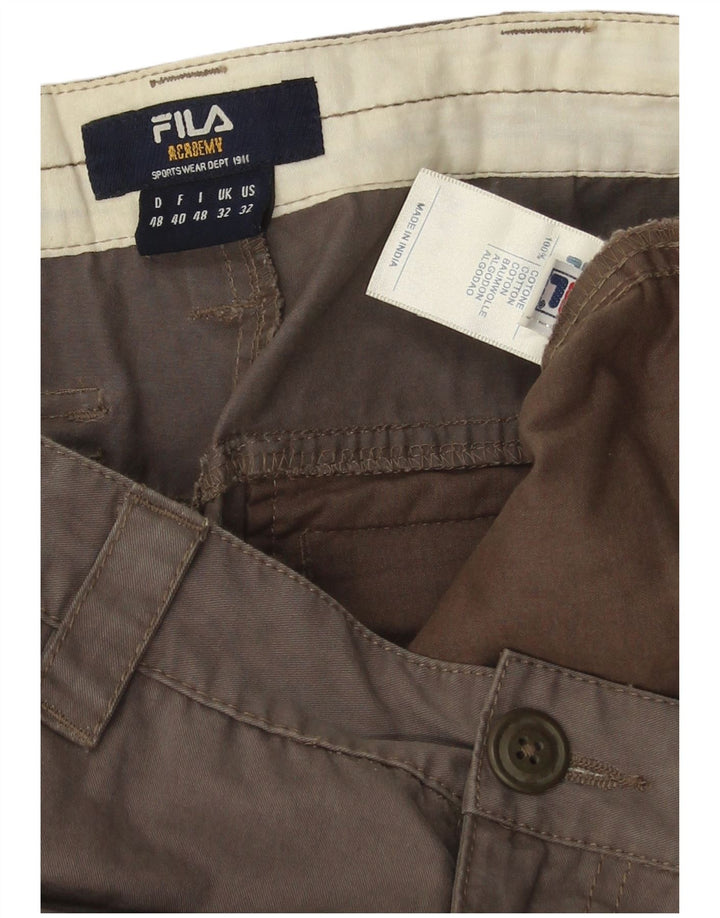 Pantaloni cargo dritti da uomo Fila W32 L28 cotone marrone