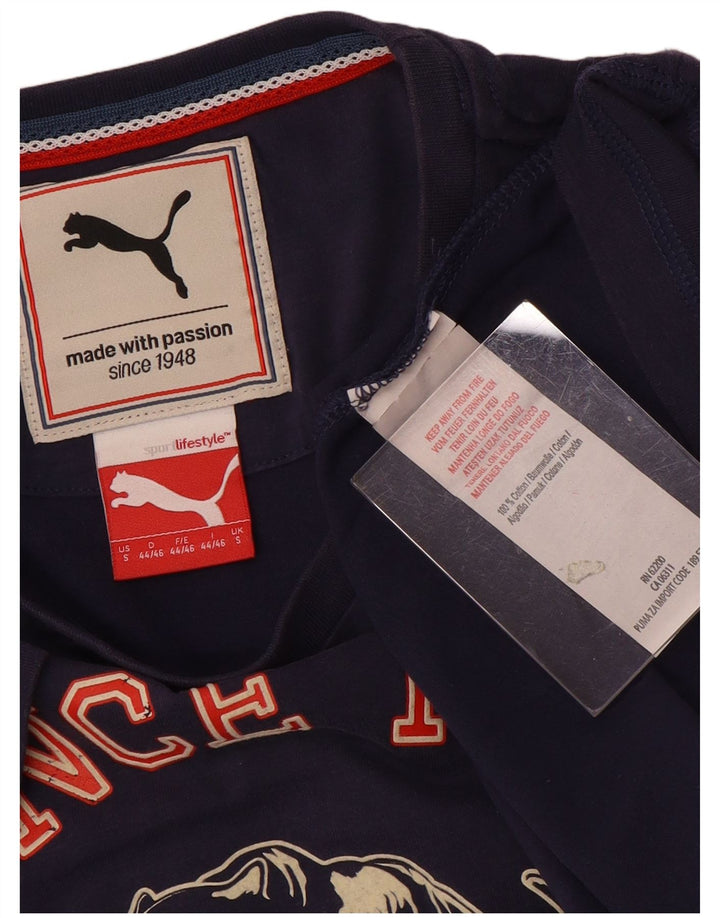 T-shirt grafica da uomo Puma Top Small in cotone blu navy