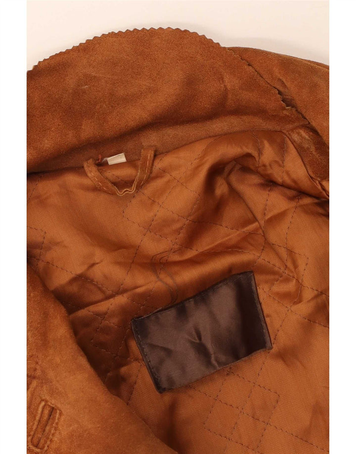 Giacca vintage da uomo in pelle scamosciata IT 46 Small Marrone