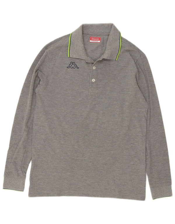 Polo Kappa Uomo Manica Lunga Large in Cotone a Righe Grigie