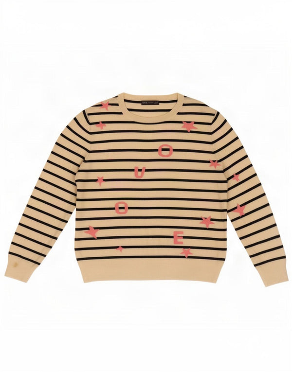 Maglione maglione con scollo a barca da donna Marks & Spencer UK 20 2XL a righe rosa