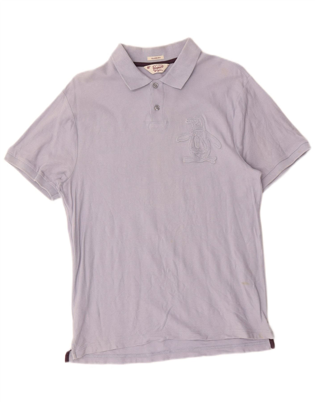 Polo da uomo con vestibilità classica grafica Penguin in cotone blu medio
