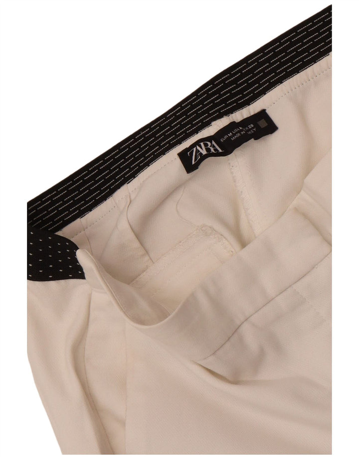 Pantaloni chino slim da donna Zara medi W28 L27 color block bianco