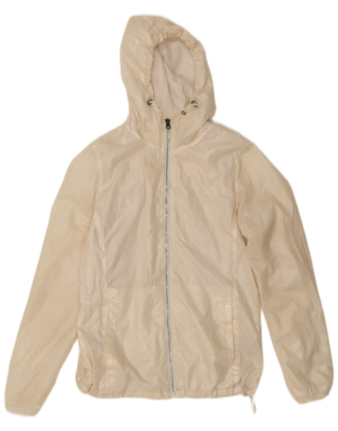 Giacca antipioggia con cappuccio da donna New Balance UK 10 Small Poliestere bianco sporco