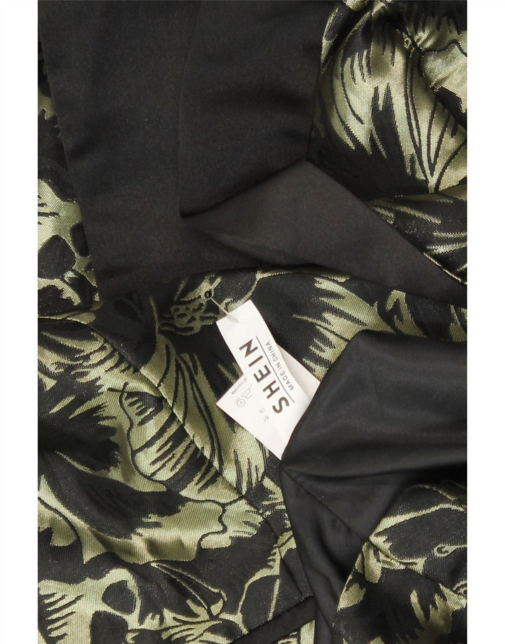 SHEIN Womens 1 Button Blazer Jacket UK 14 Large Black Floral Polyester Vintage Shein and Second-Hand Shein from Messina Hembry 