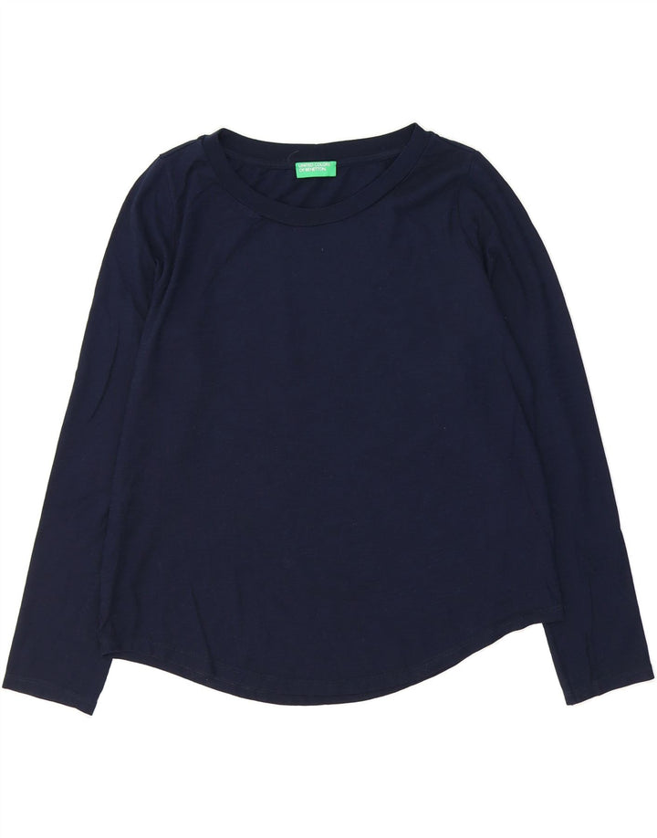 BENETTON Womens Oversized Top Long Sleeve UK 10 Small Navy Blue Cotton Vintage Benetton and Second-Hand Benetton from Messina Hembry 