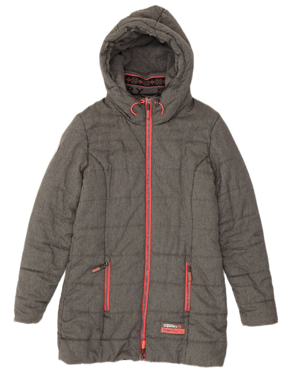 Cappotto imbottito da donna SUPERDRY UK 14 Poliestere grigio medio