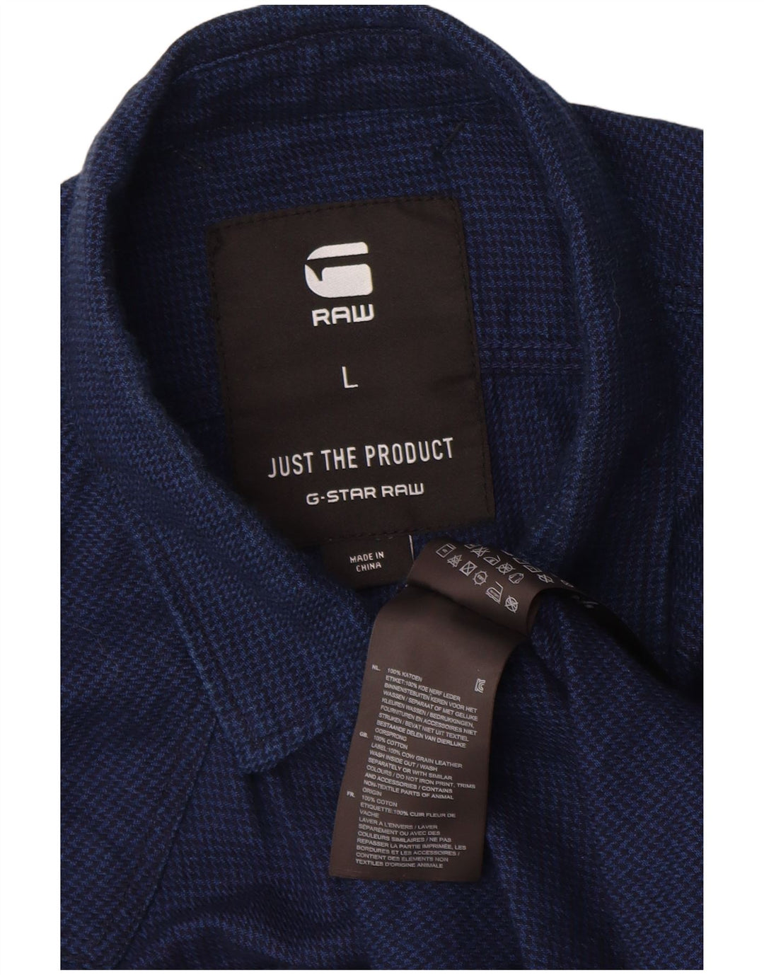 Camicia in flanella da uomo G-Star grande in cotone pied de poule blu navy
