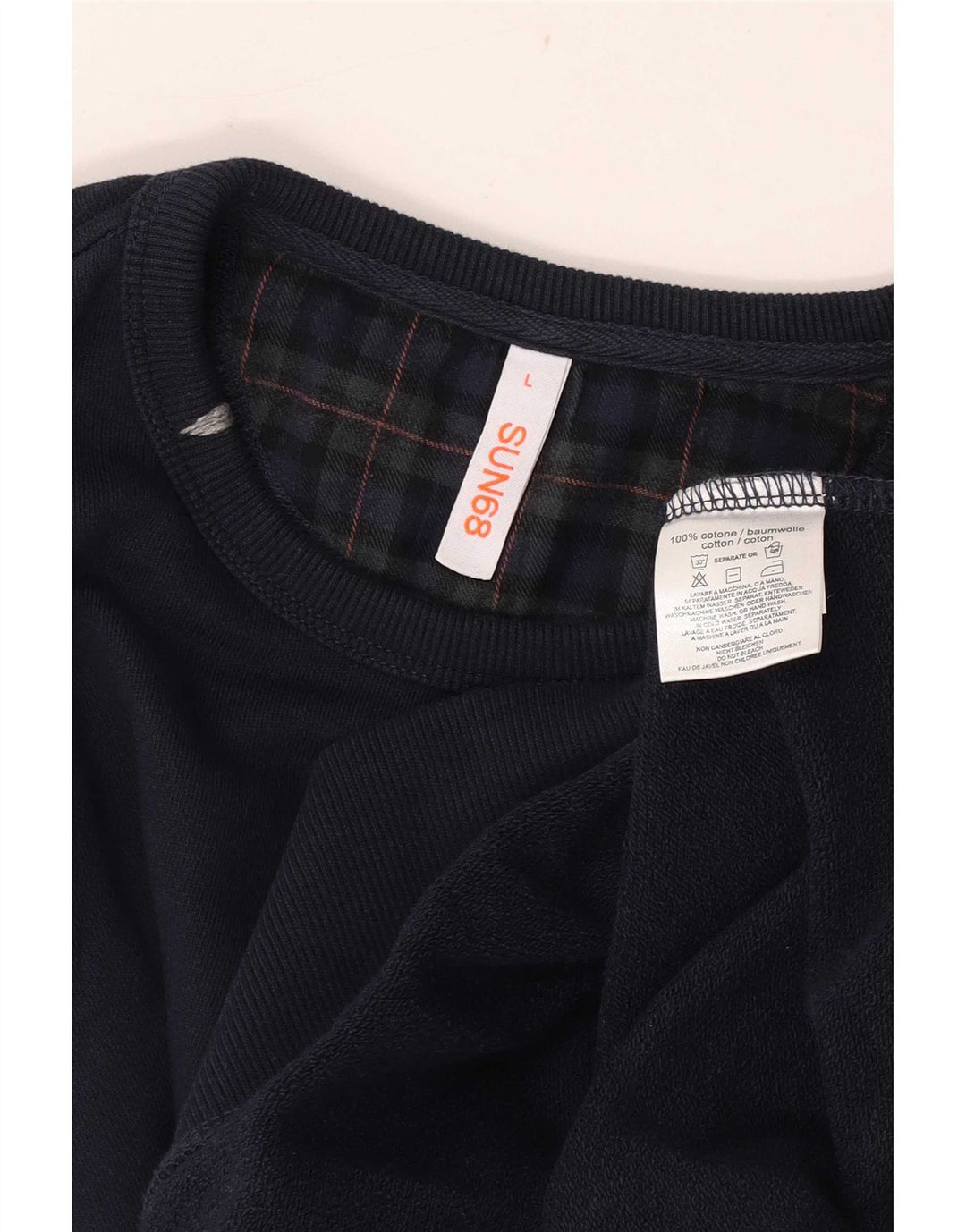 Felpa da uomo Sun68 Maglione grande in cotone a quadri blu navy