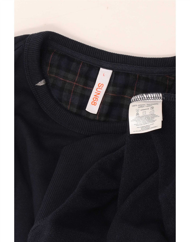 Felpa da uomo Sun68 Maglione grande in cotone a quadri blu navy