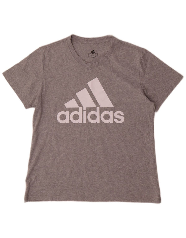 Adidas Womens Graphic T-Shirt Top UK 16/18 Large Grey Flecked