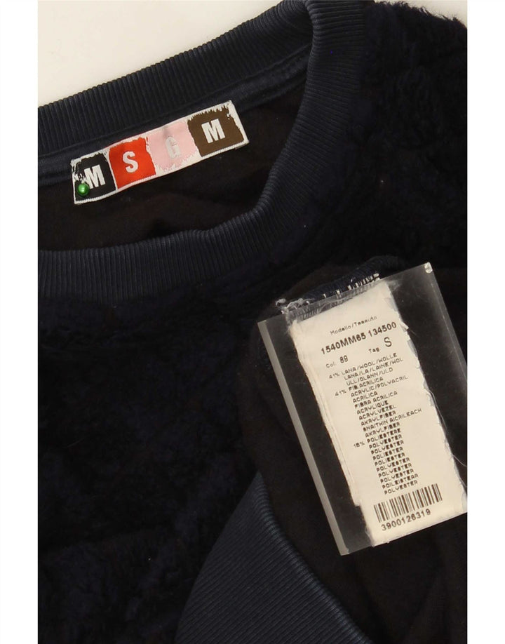 MSGM Felpa da uomo maglione piccolo blu navy a rombi/lana diamante