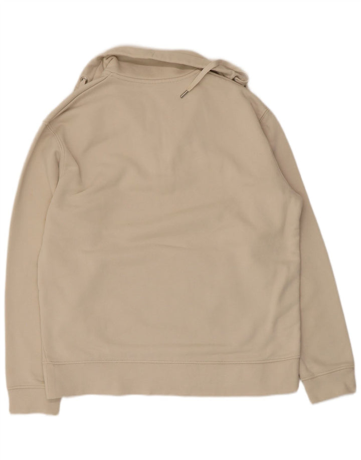 Felpa Zara da donna con collo e zip, maglione UK 14, cotone beige medio