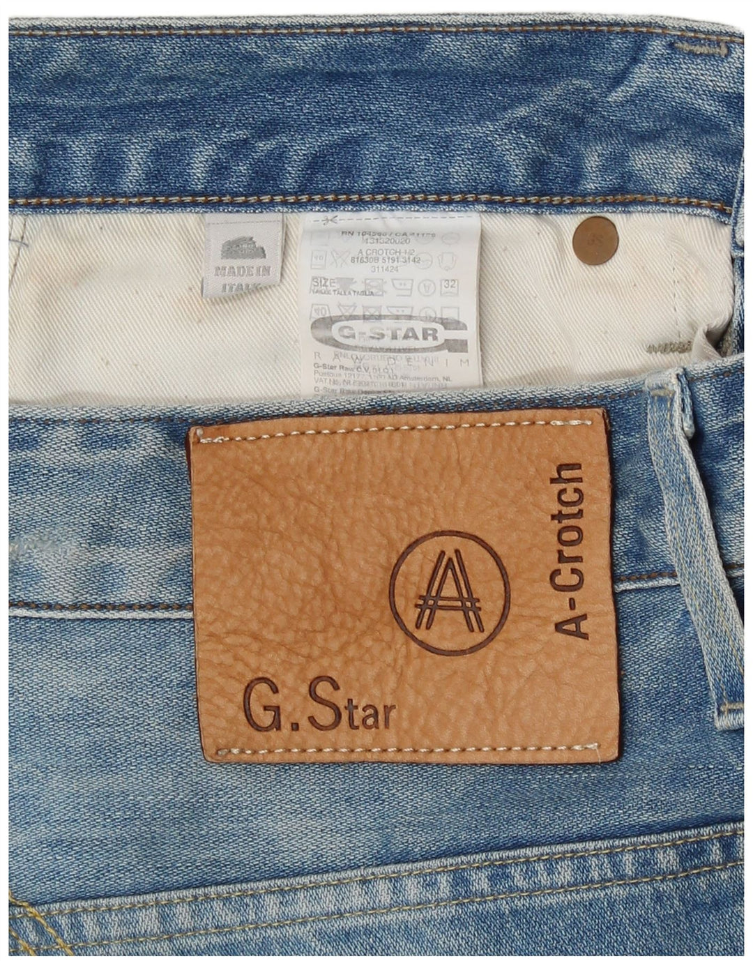 Pantaloncini di jeans da uomo G-Star W32 Cotone screziato blu medio