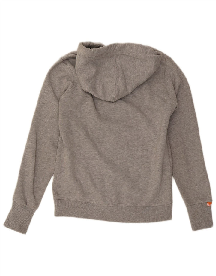 SUPERDRY Womens Zip Hoodie Sweater UK 14 Medium Grey Polyester