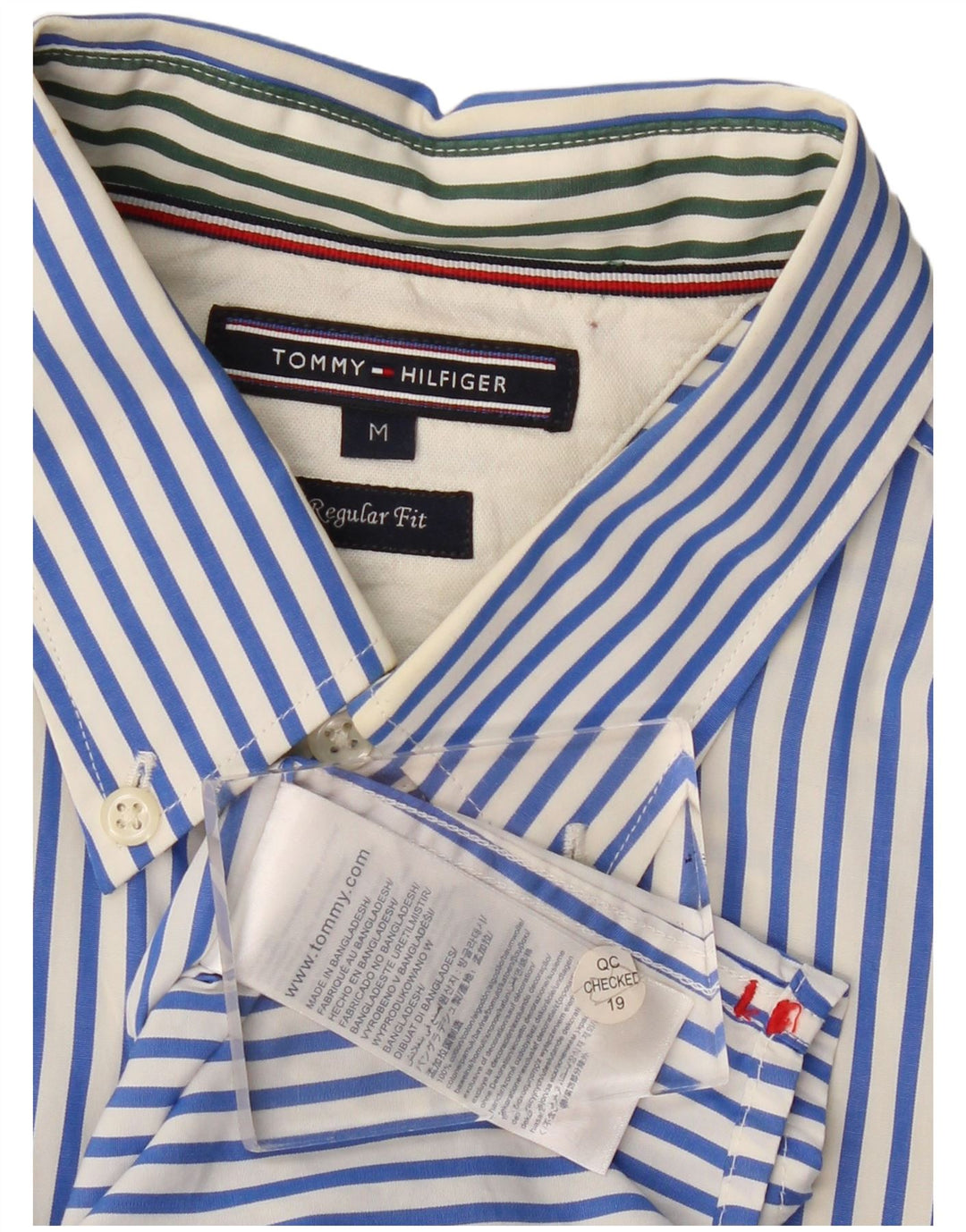TOMMY HILFIGER Camicia da uomo vestibilità regolare in cotone gessato blu medio