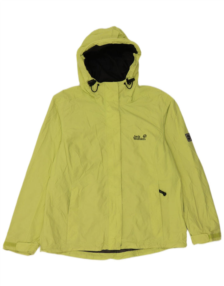 JACK WOLFSKIN Giacca antipioggia da donna con cappuccio UK 18 XL Verde poliammide