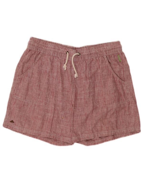Pantaloncini casual da donna Little Kathmandu UK 12 Medium W32 Canapa gessata rossa