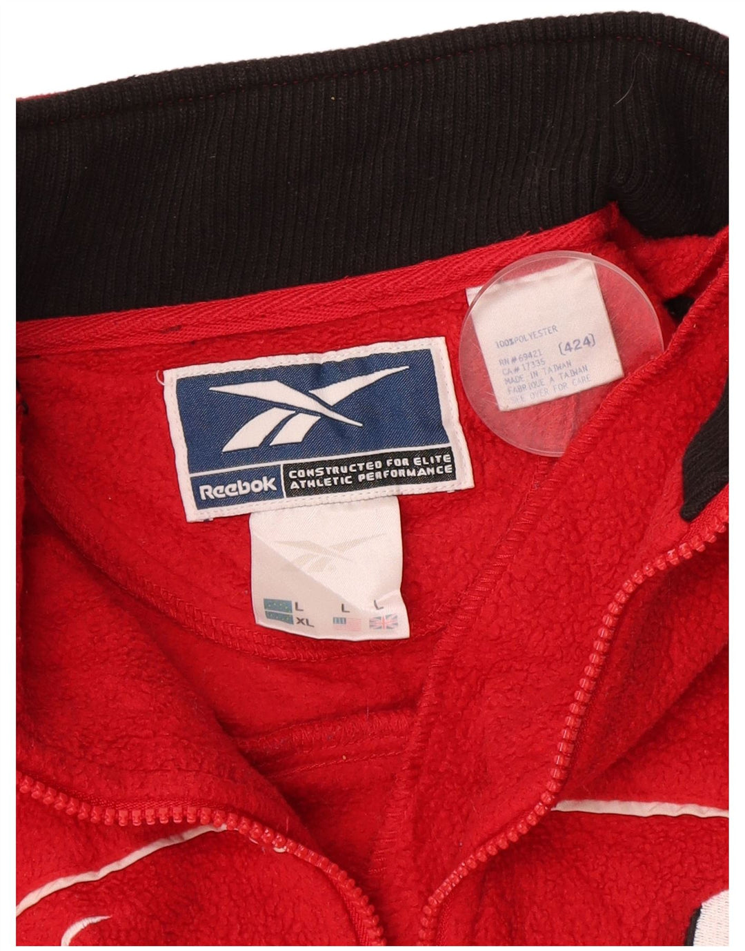 Maglione in pile Reebok Wisconsin Zip Neck da uomo, grande, in poliestere rosso