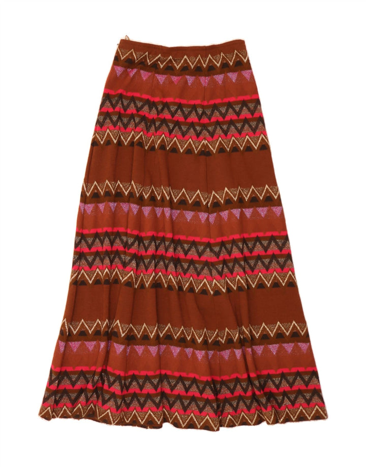 Gonna maxi svasata da donna VINTAGE IT 42 media W30 multicolore geometrica