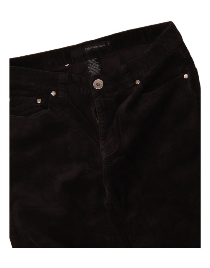 CALVIN KLEIN Pantaloni da donna in velluto a coste Bootcut US 6 Medium W30 L27 Nero