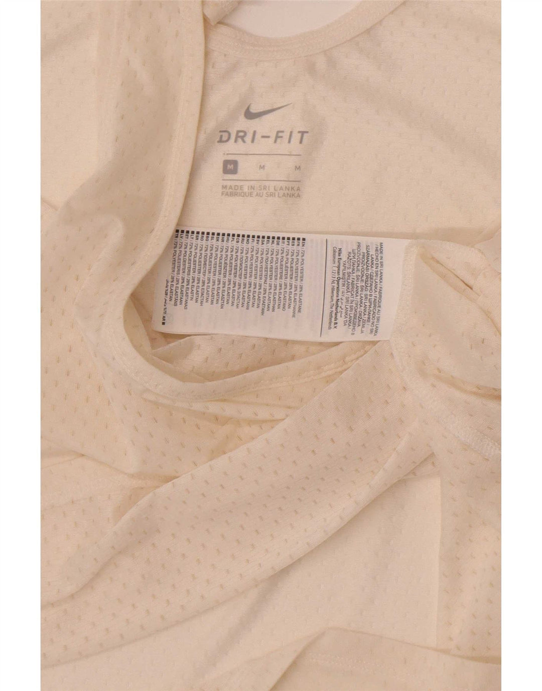 Canotta Nike Dri Fit da donna UK 12 medio in poliestere bianco sporco