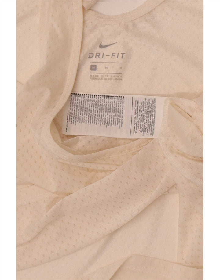Canotta Nike Dri Fit da donna UK 12 medio in poliestere bianco sporco