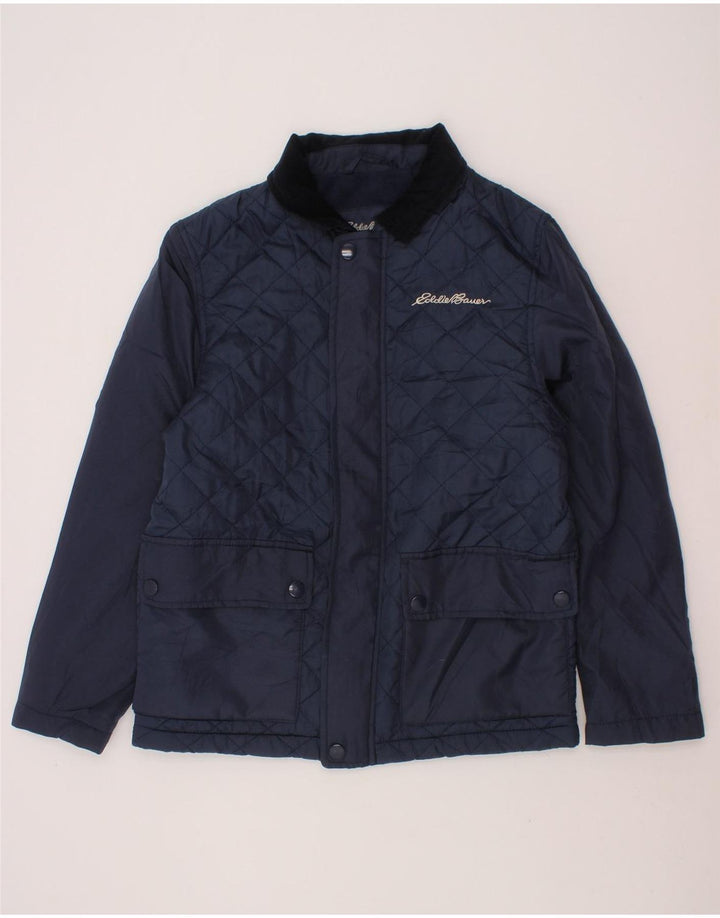 EDDIE BAUER Boys Quilted Jacket 7-8 Years Small Navy Blue Polyester Vintage Eddie Bauer and Second-Hand Eddie Bauer from Messina Hembry 