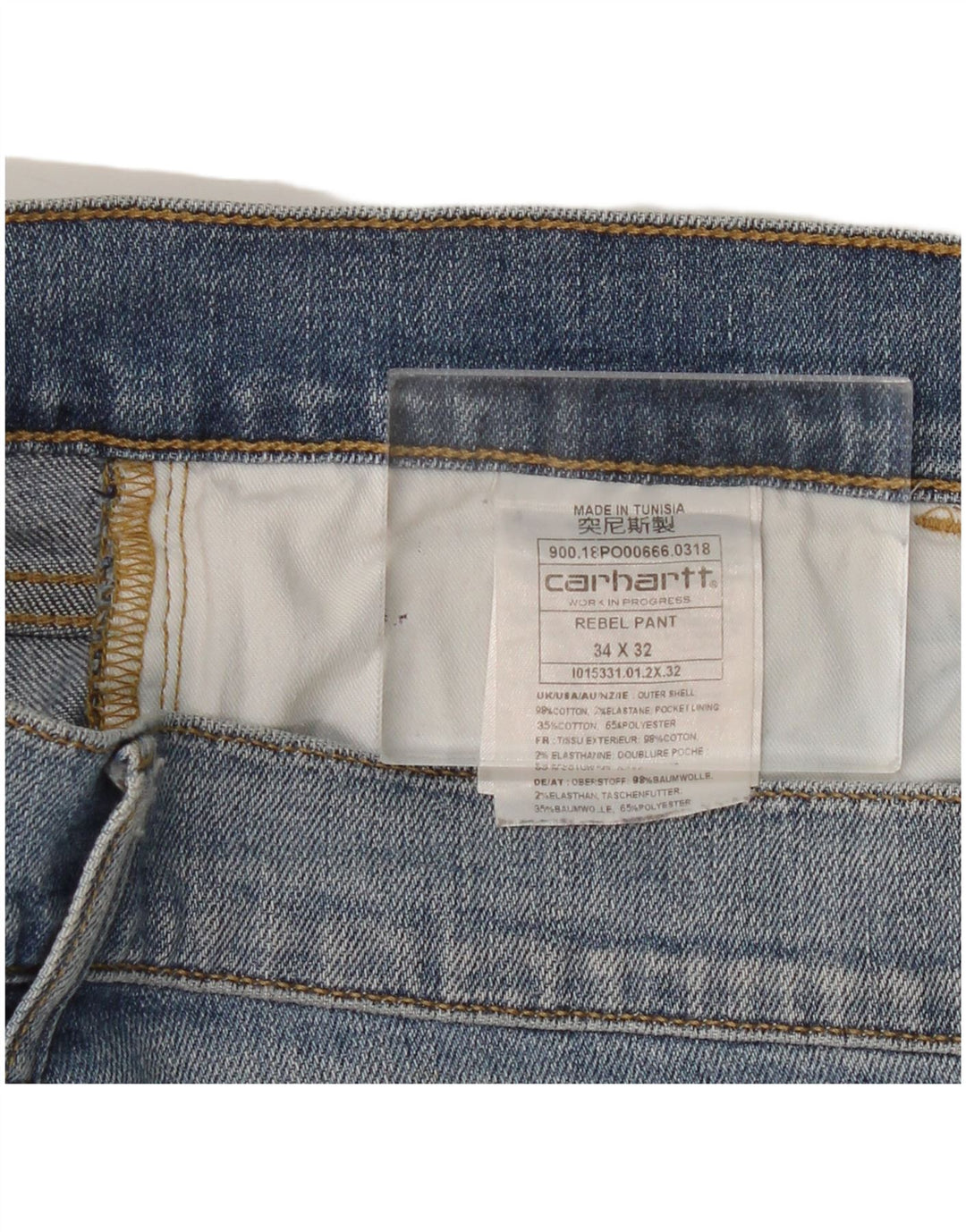 Jeans slim da uomo CARHARTT W34 L32 in cotone blu