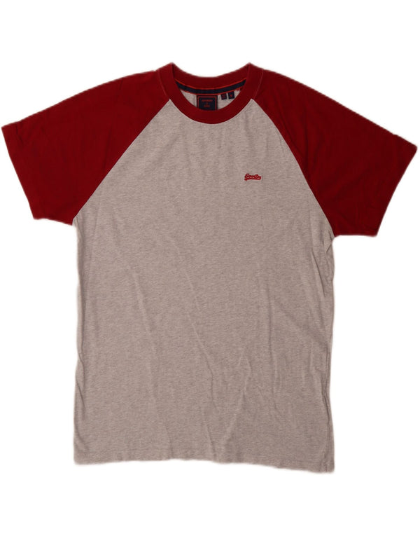 T-shirt da uomo Superdry Top in cotone color block grigio medio