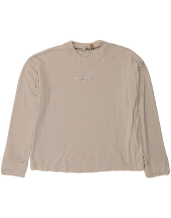 DKNY Womens Graphic Sweatshirt Jumper UK 18 XL White Cotton