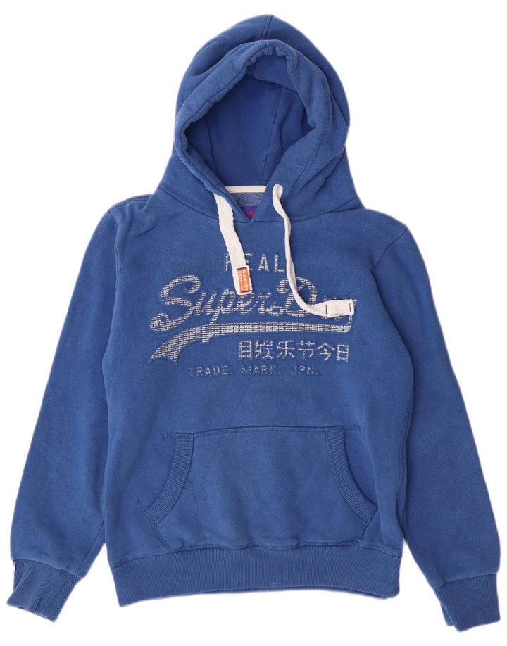 Maglione con cappuccio oversize con grafica da donna SUPERDRY UK 10 piccolo cotone blu