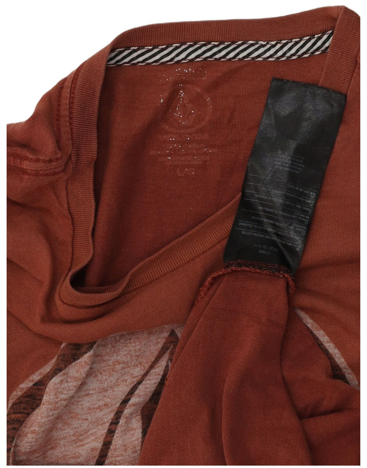T-shirt grafica da uomo Volcom Top grande in cotone marrone
