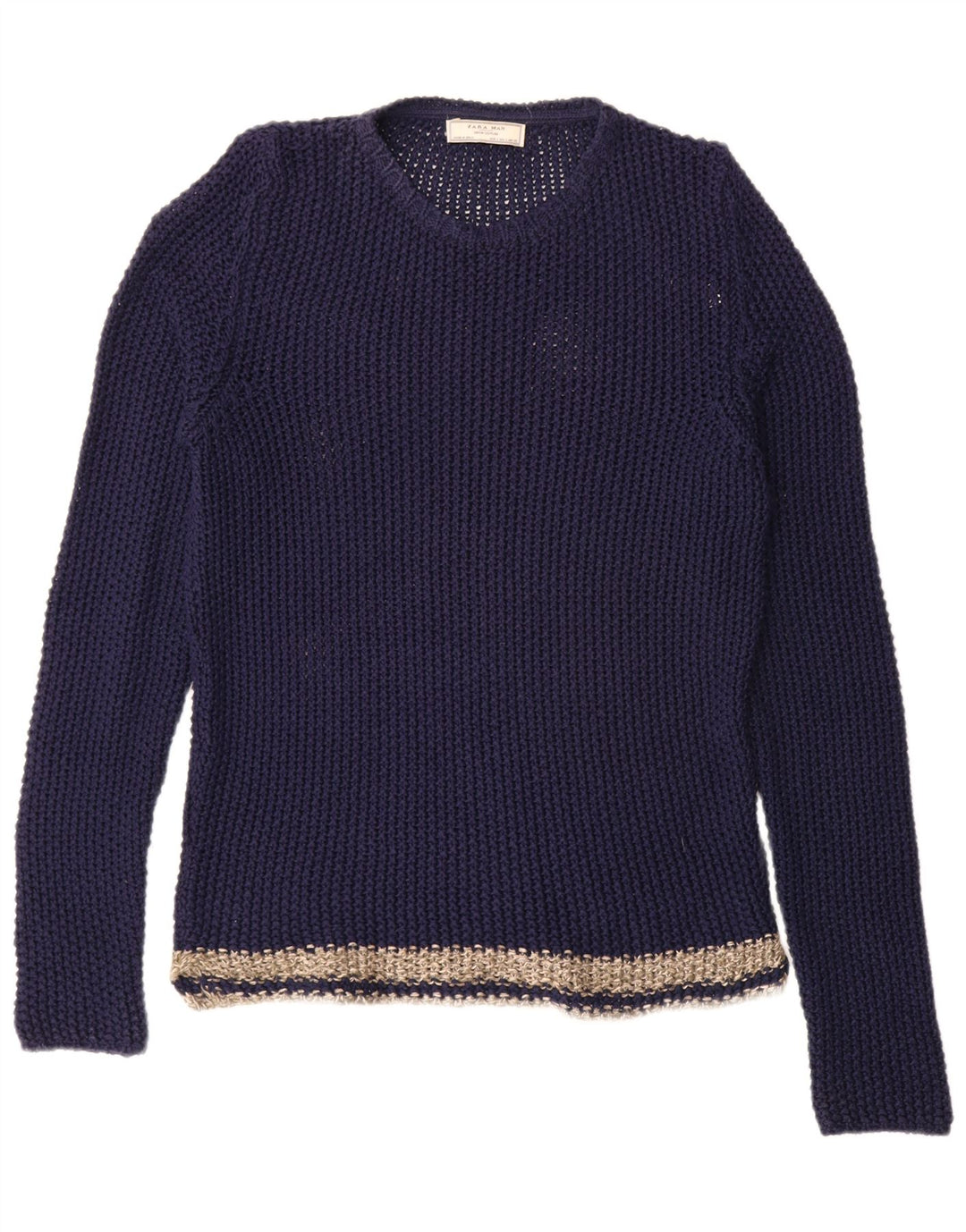 Maglione maglione girocollo da uomo Zara grande color block blu navy
