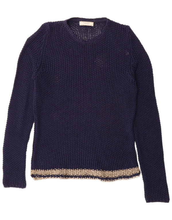 Maglione maglione girocollo da uomo Zara grande color block blu navy