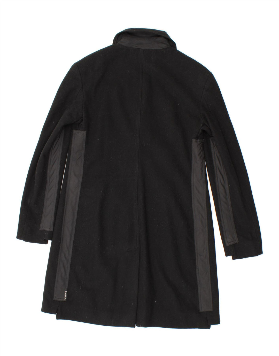 ARMANI JEANS Womens Overcoat UK 14 Medium Black Colourblock Wool Vintage Armani Jeans and Second-Hand Armani Jeans from Messina Hembry 