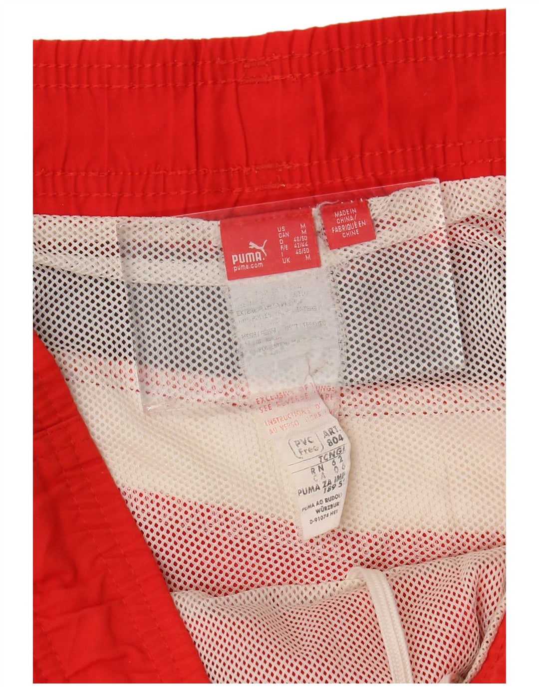 Pantaloncini da bagno grafici da uomo Puma in poliestere color block rosso medio