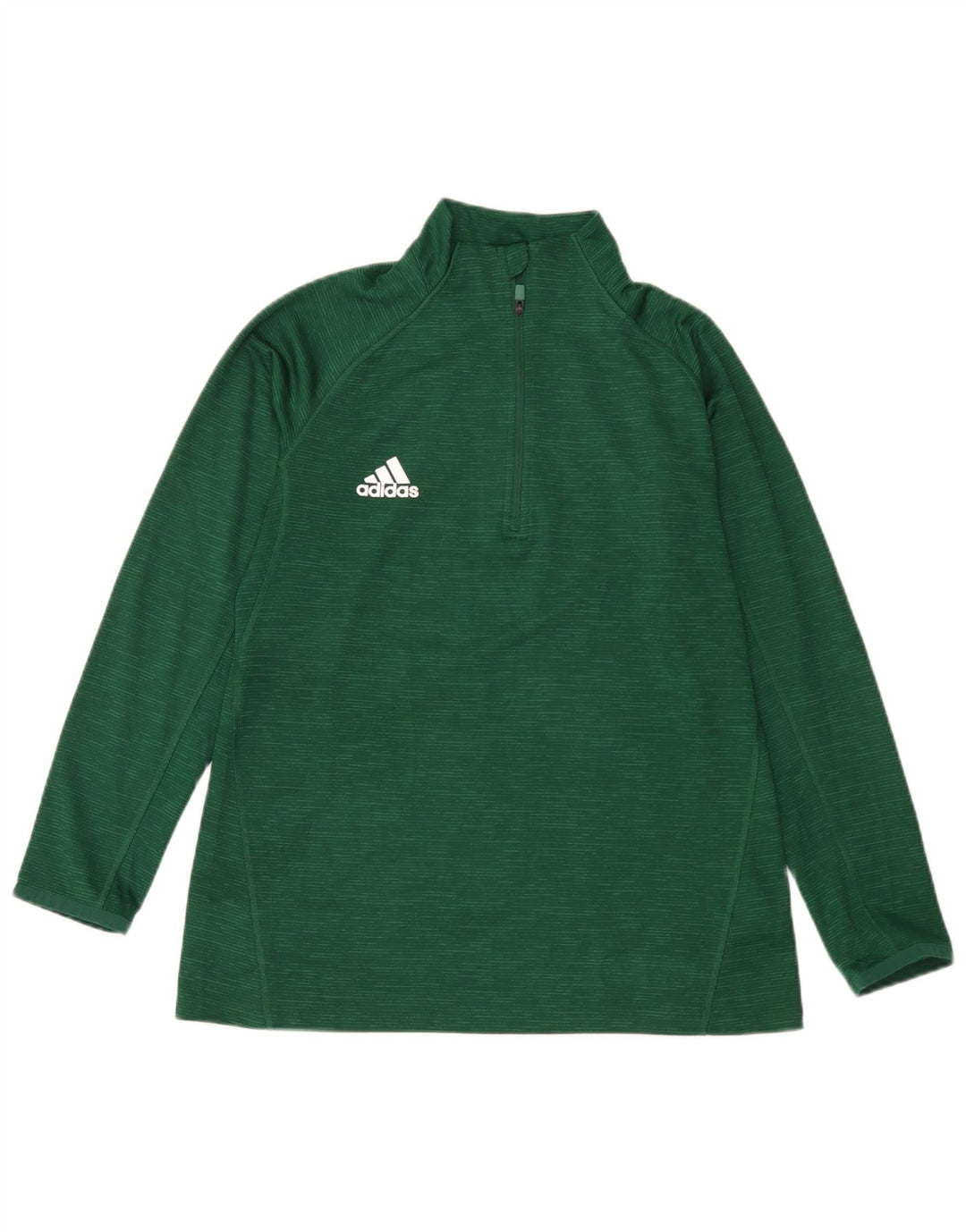 Adidas Top da donna con zip e collo a maniche lunghe UK 14 Grande poliestere chiazzato verde