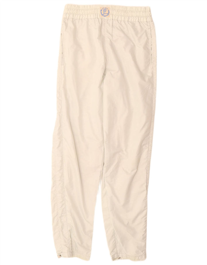 Pantaloni vintage da donna con giacca a vento UK 12 Poliestere bianco sporco medio